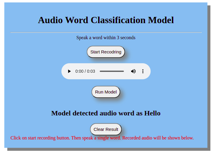 Audio Word Classification Output