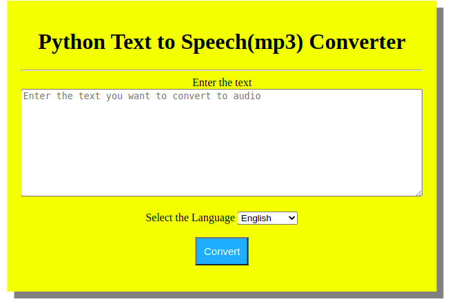 text to speech converter interface